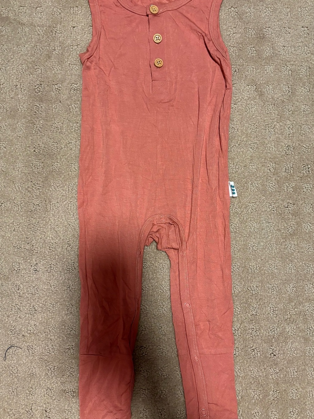 Sleeveless Rust Orange Button Romper for Kids